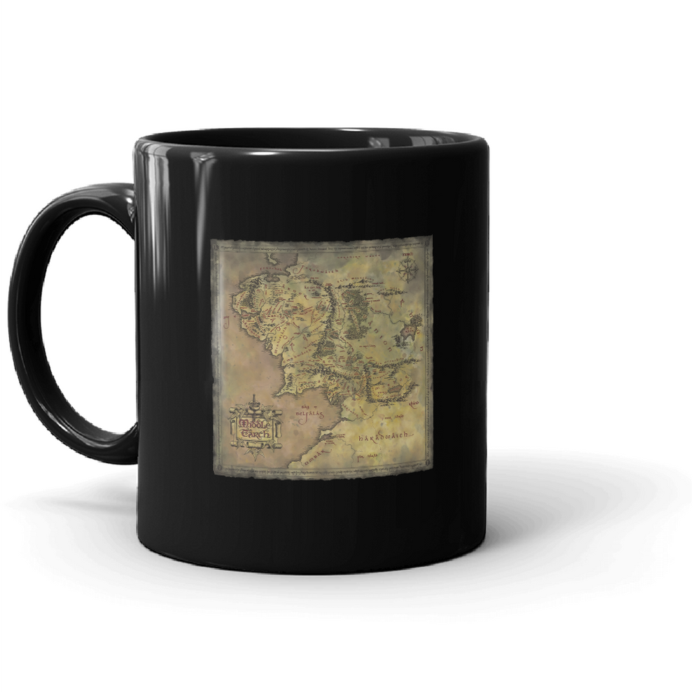 Lord of the Rings Map Of Middle Earth Black Mug