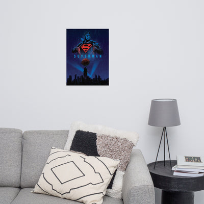 Superman Rainy Metropolis Matte Poster