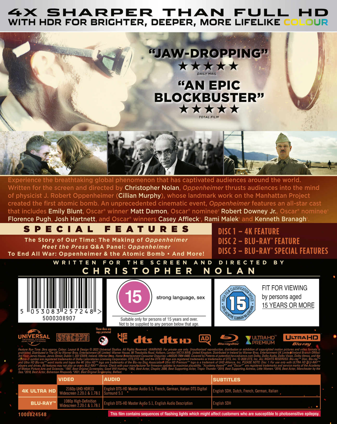  Oppenheimer - 4K Ultra HD + Blu-ray + Digital [4K UHD] :  Cillian Murphy: Movies & TV