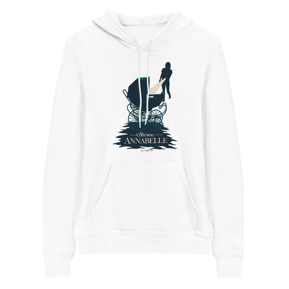 The Conjuring Annabelle Carriage Adult Fleece Hooded Sweatshirt White