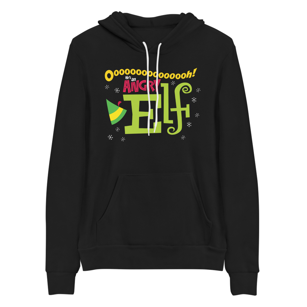 Elf Angry Elf Adult Fleece Hooded Sweatshirt Black