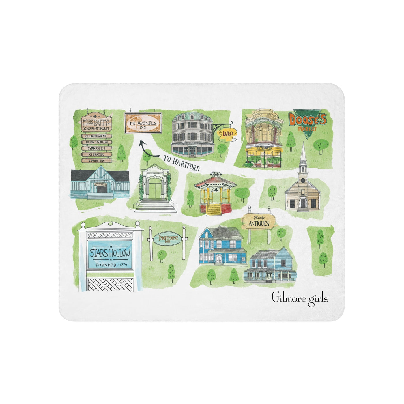 Gilmore Girls Stars Hollow Map Sherpa Blanket