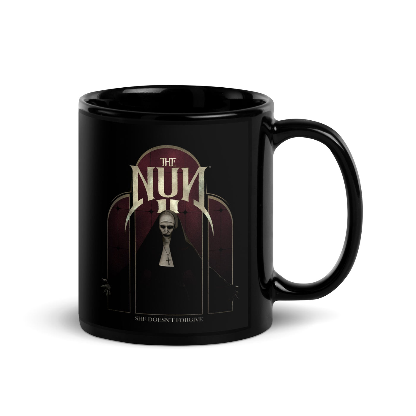 The Nun 2 She Doesn't Forgive Black Glossy Mug
