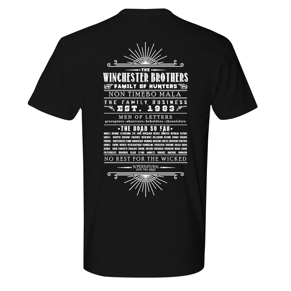 Supernatural Family of Hunters Adult Short Sleeve T-Shirt