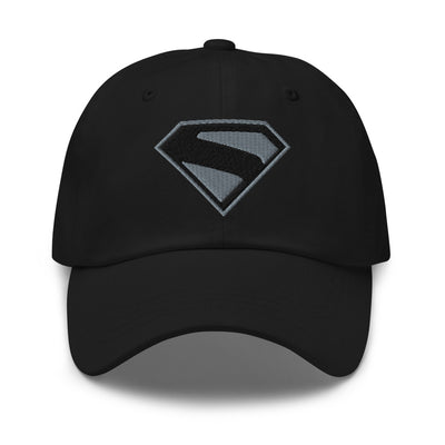 SUPERMAN (2025 Movie) Black & Gray S-Shield Embroidered Dad Hat Black