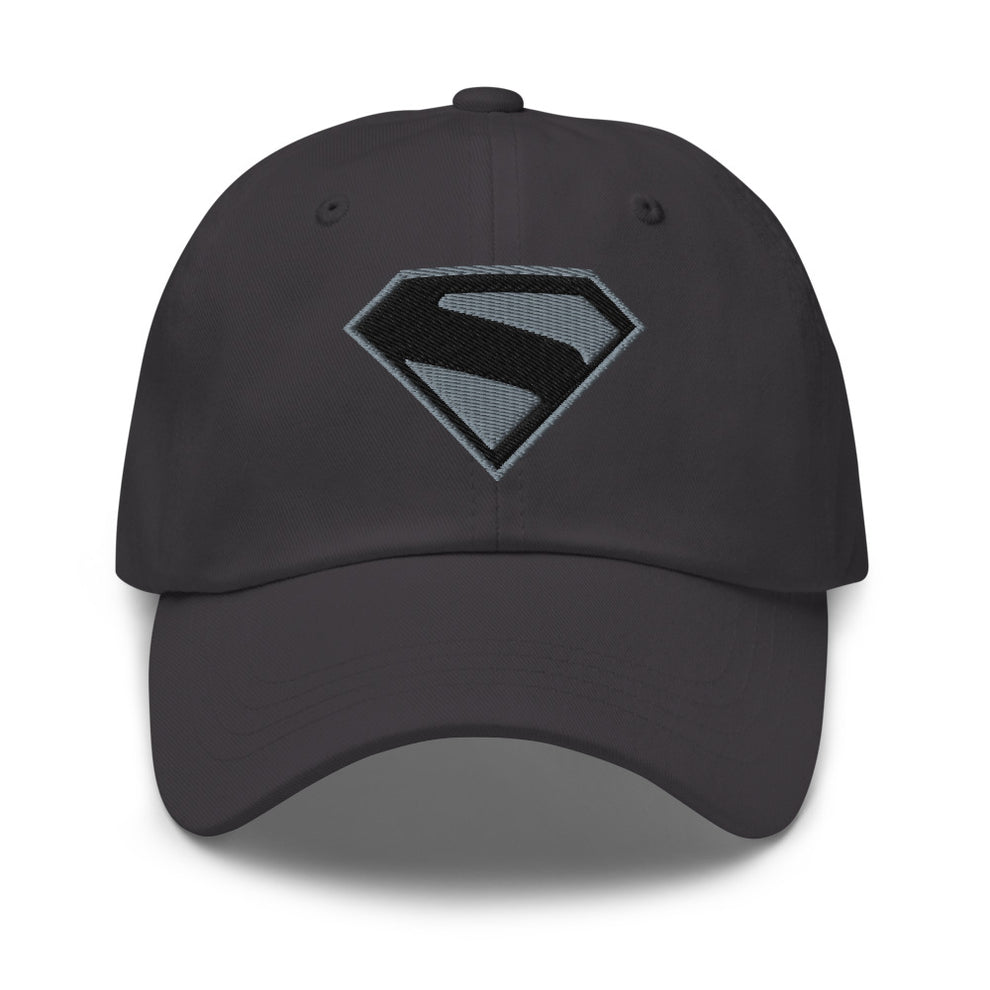 SUPERMAN (2025 Movie) Black & Gray S-Shield Embroidered Dad Hat Asphalt