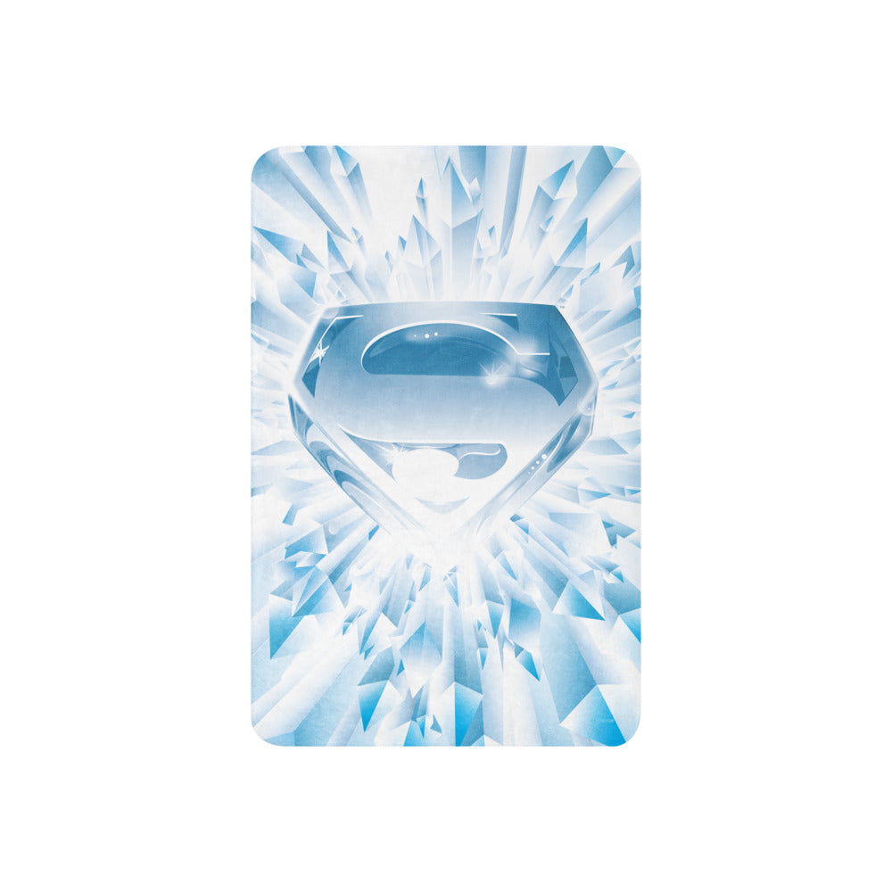 Superman The Movie Crystal Blue Logo Sherpa Blanket