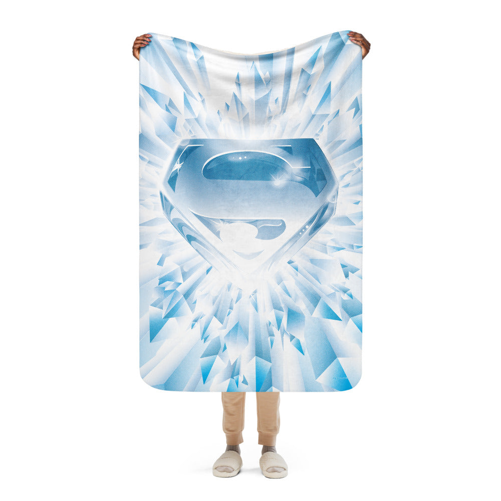 Superman: The Movie Crystal Blue Logo Sherpa Blanket