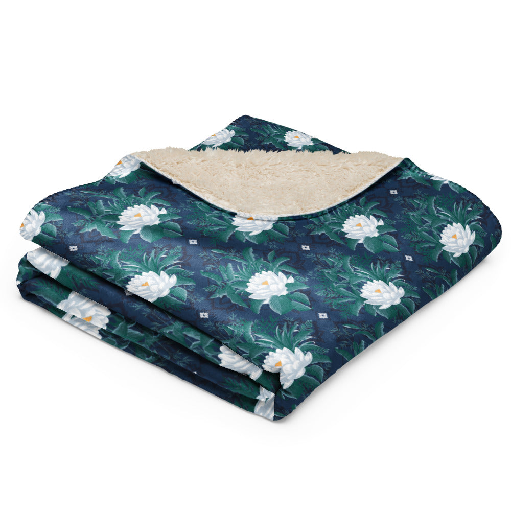 The White Lotus Pattern Sherpa Blanket