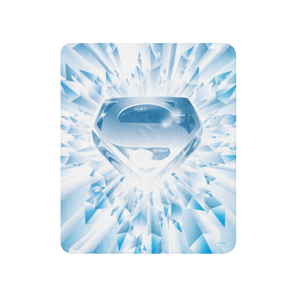 Superman The Movie Crystal Blue Logo Sherpa Blanket