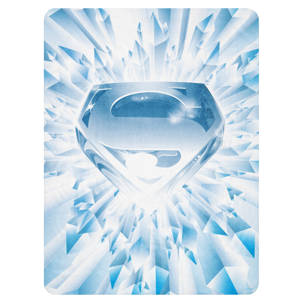 Superman The Movie Crystal Blue Logo Sherpa Blanket