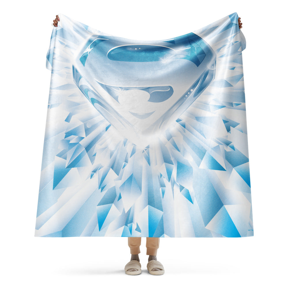 Superman: The Movie Crystal Blue Logo Sherpa Blanket