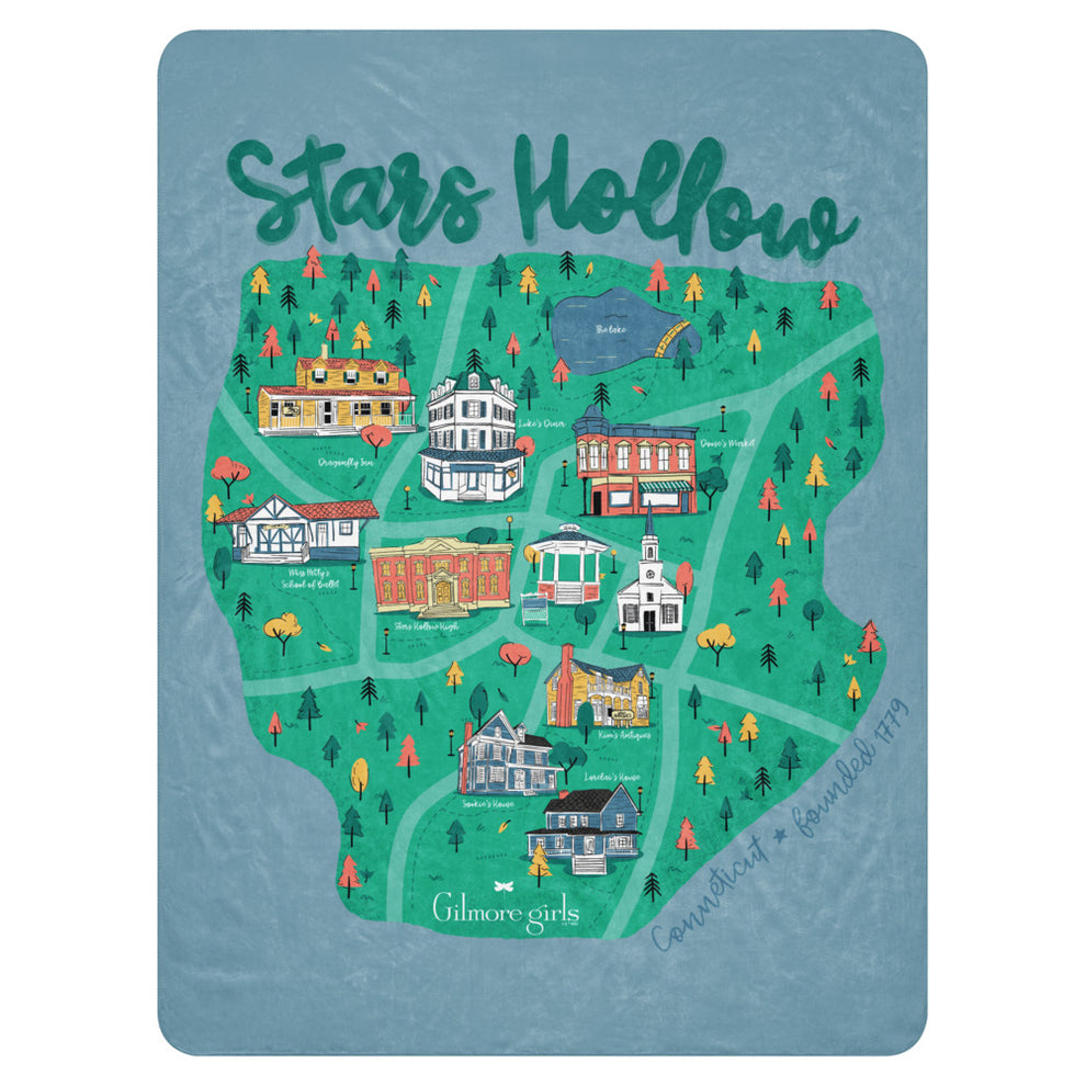 Gilmore Girls Stars Hollow, CT Map Sherpa Blanket 60 in x 80 in