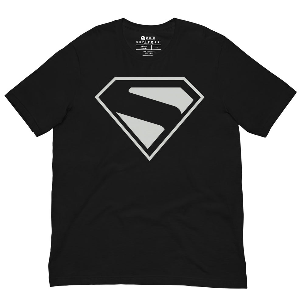 SUPERMAN (2025 Movie) Black & Silver S-Shield T-Shirt Black