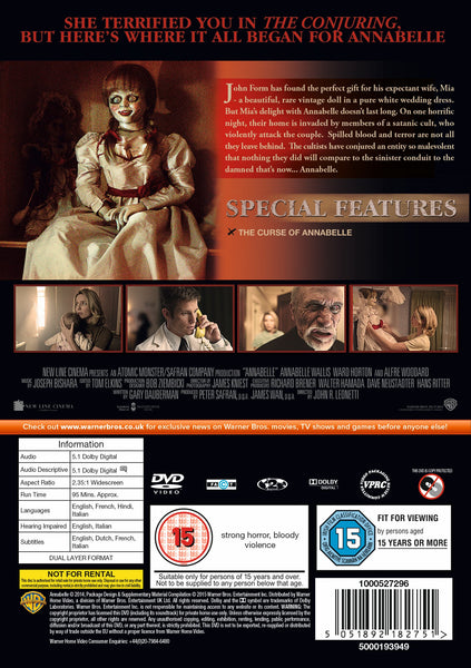 Annabelle DVD Warner Bros. Shop UK