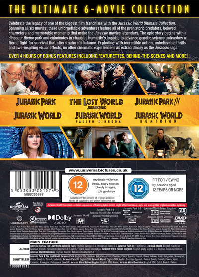 Jurassic World Ultimate Collection (Jurassic Park/Jurassic World 6-Film Box Set) (DVD) (2022)