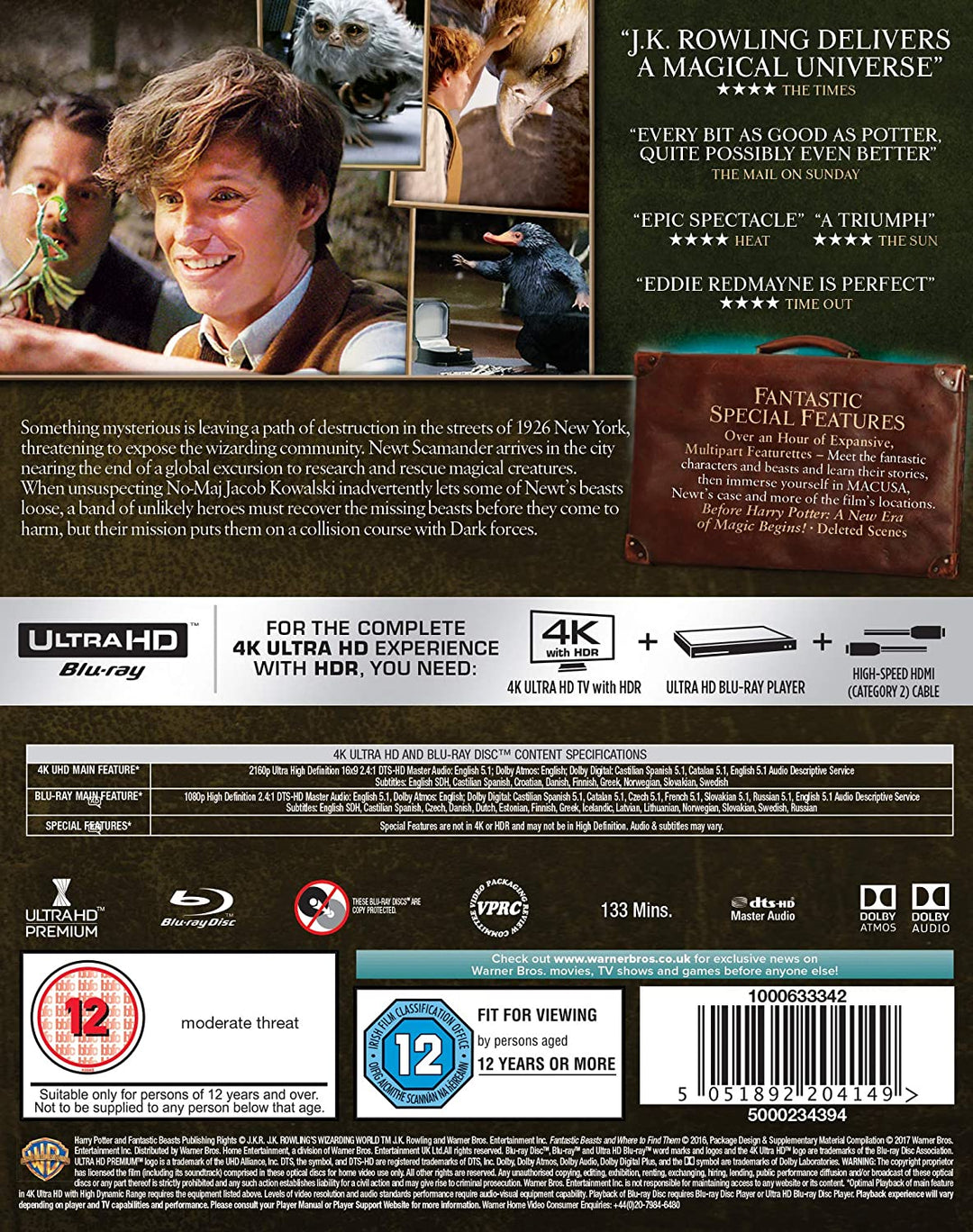 Fantastic Beasts and Where To Find Them (4K Ultra HD)