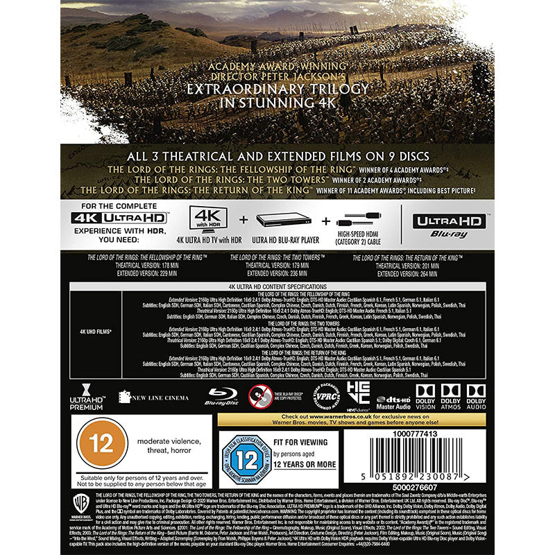 The Lord of The Rings Trilogy [Theatrical and Extended Edition] [2001] (4K Ultra HD)