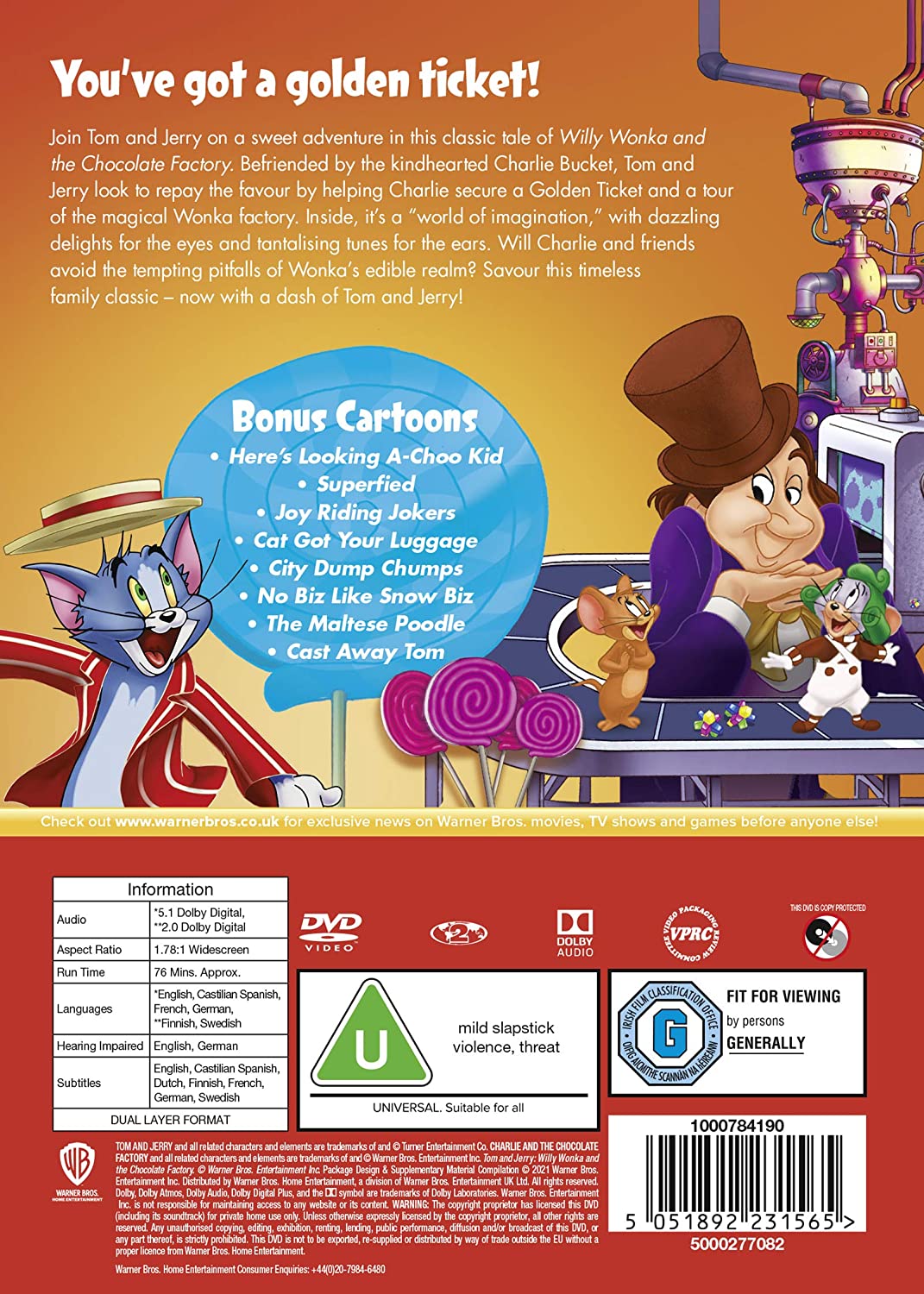 Tom and Jerry: Willy Wonka & The Chocolate Factory [New line look] [2017] (DVD)