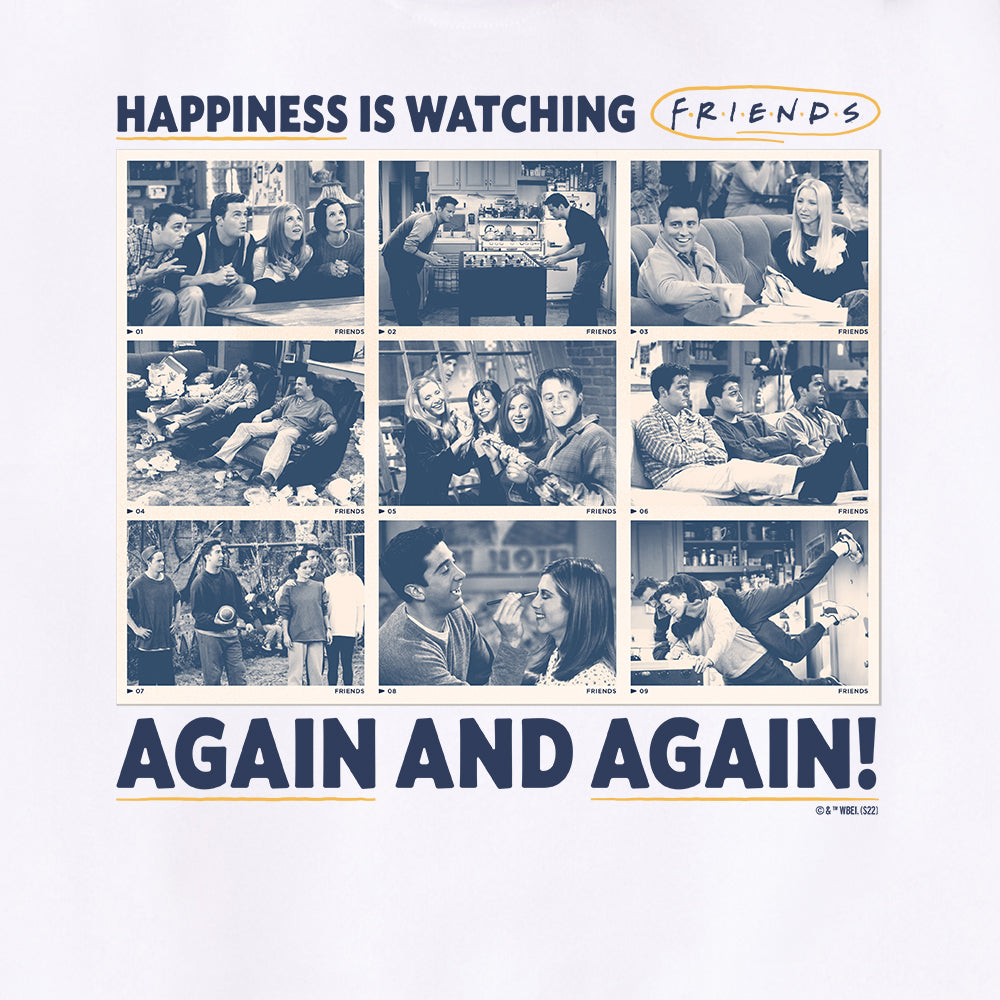 Warner Bros Happiness is Watching Friends Again and Again Unisex Hooded Sweatshirt