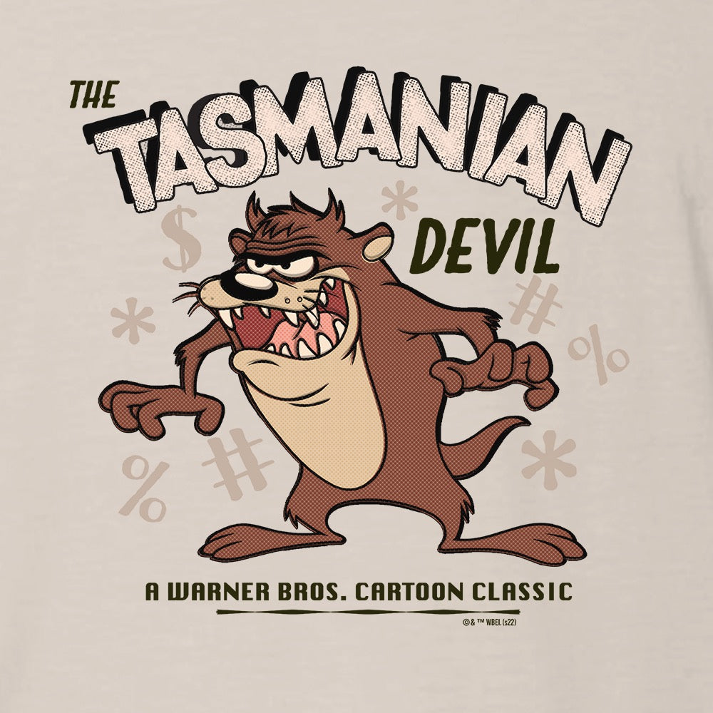Looney Tunes Tasmanian Devil Grawlix Adult Short Sleeve T-Shirt
