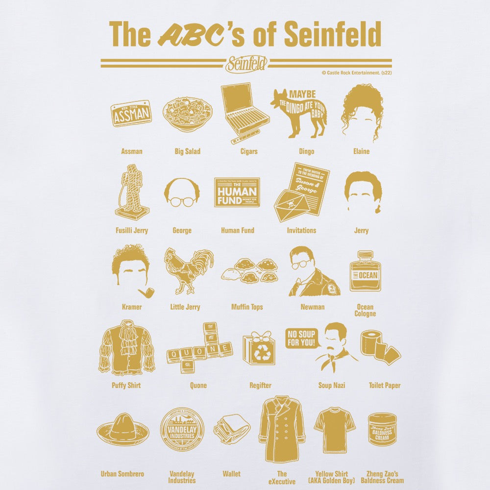 Seinfield ABC's of Seinfeld Men's Short Sleeve T-Shirt