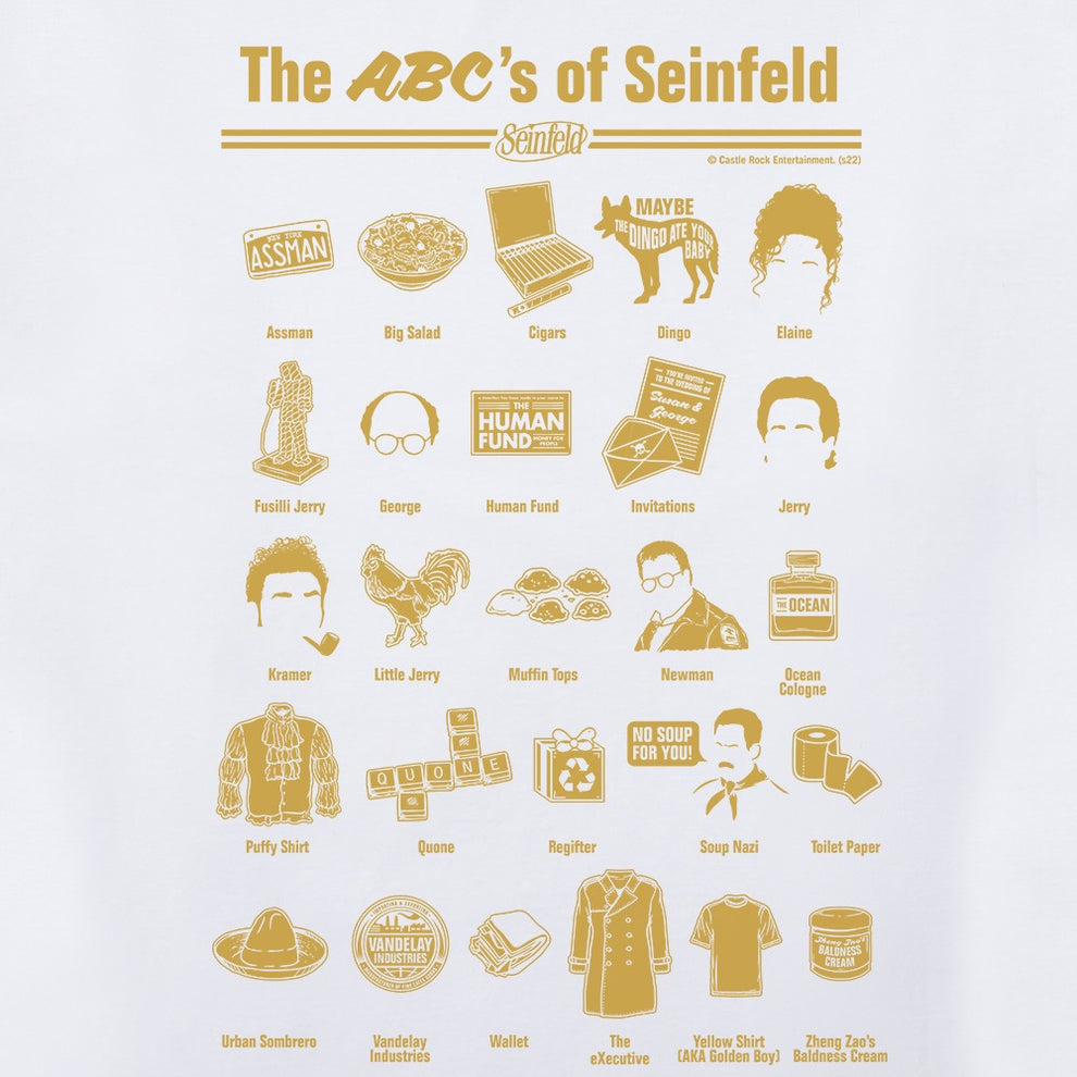Seinfield ABC's of Seinfeld Men's Short Sleeve T-Shirt