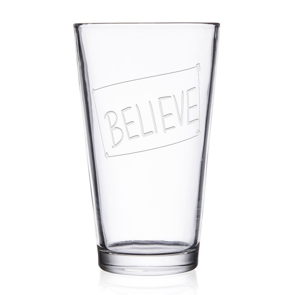 Ted Lasso Ted Lasso Believe Sign Pint Glass Engraved Pint Glass