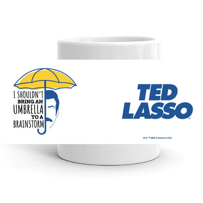 Ted Lasso Umbrella in a Rainstorm White Mug