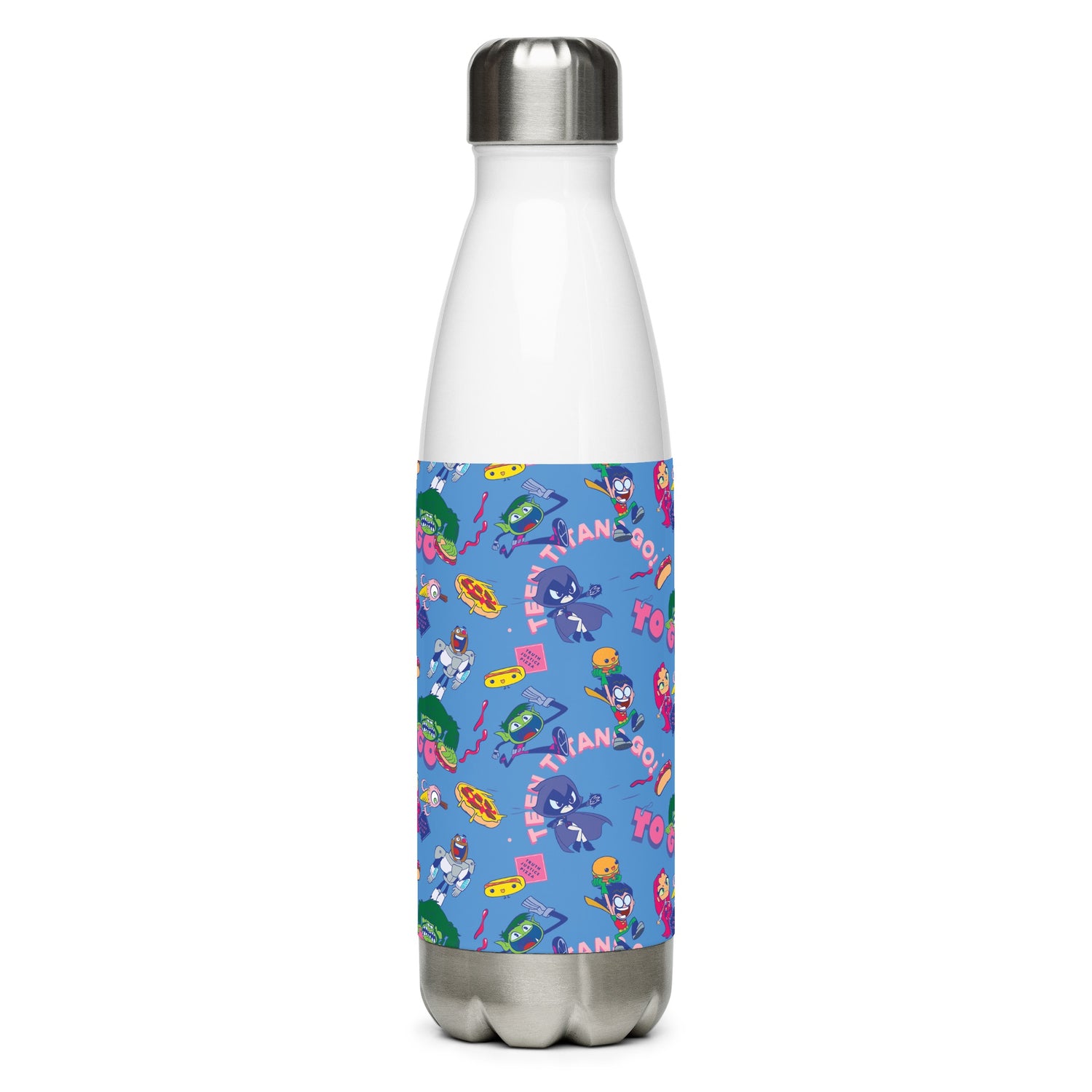 Teen Titans Go Food Pattern Water Bottle