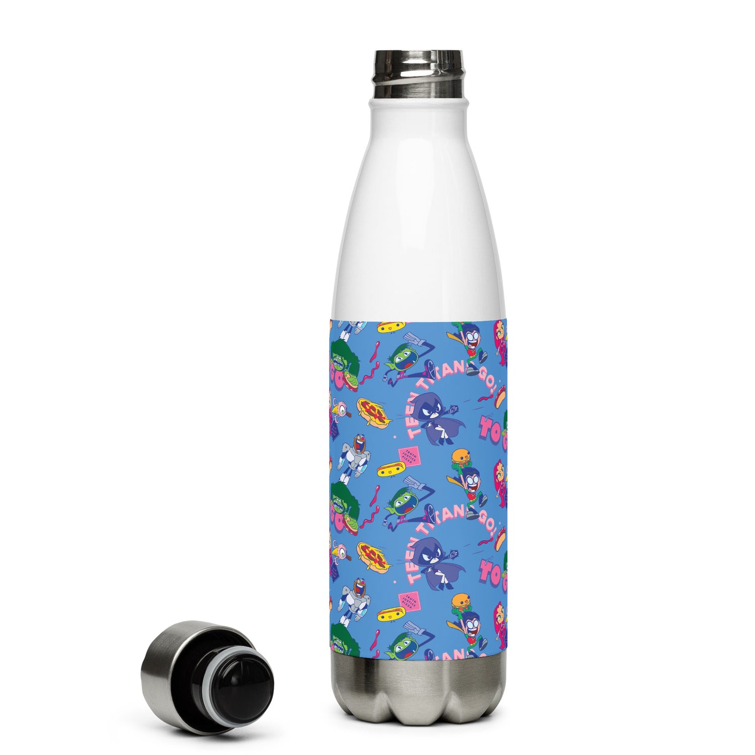 Teen Titans Go Food Pattern Water Bottle