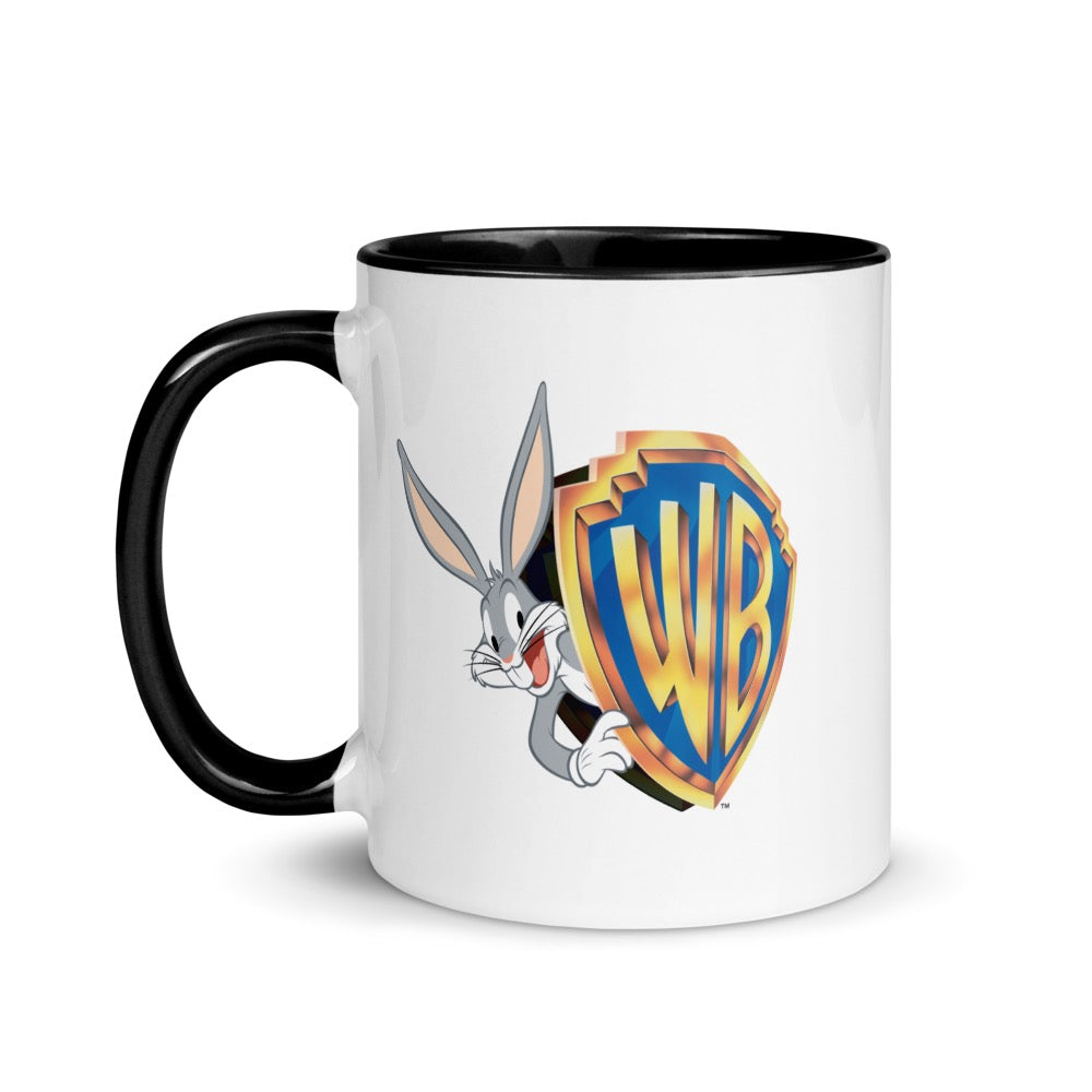 WB 100 Modern Blockbuster Era Shield with Bugs Bunny Two-Tone Mug
