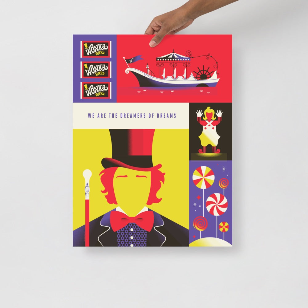 WB 100 Willy Wonka & The Chocolate Factory Premium Satin Poster