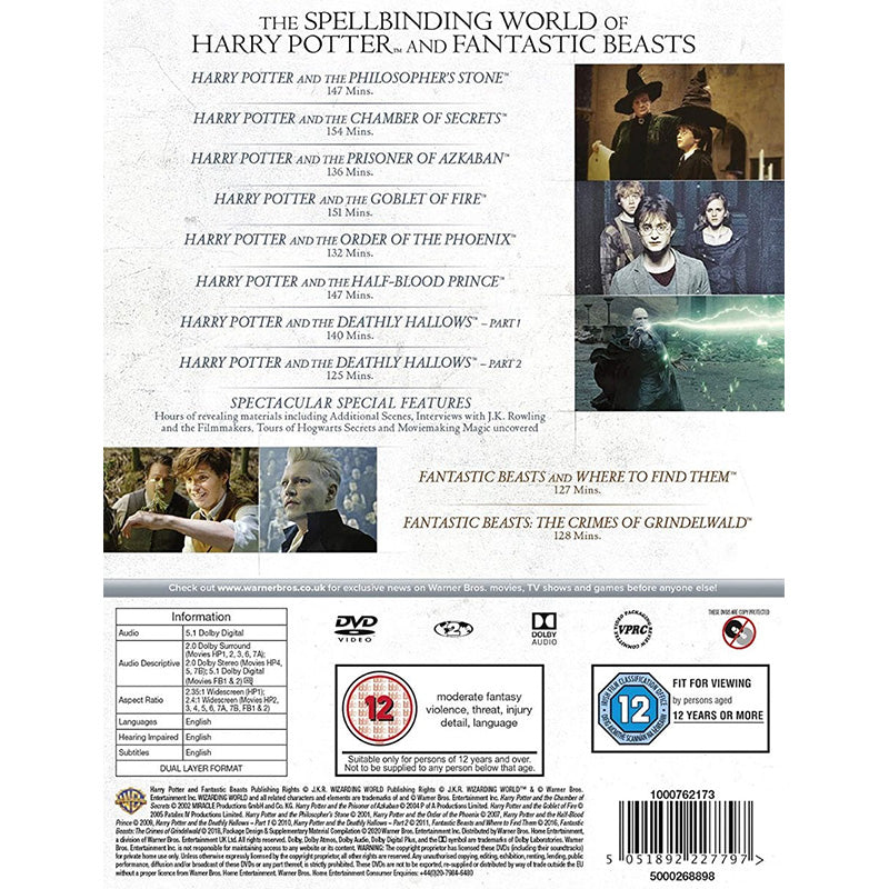 Harry Potter and Fantastic Beasts Complete 10 Movie Collection DVD Set  Includes Glossy Print Harry Potter Art Card